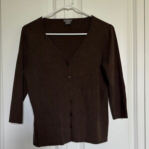 Ann Taylor Petite Large Brown Cardigan Sweater